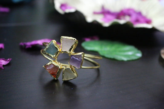 Five Petal Crystal Multi Colour Adjustable Hand Cuff